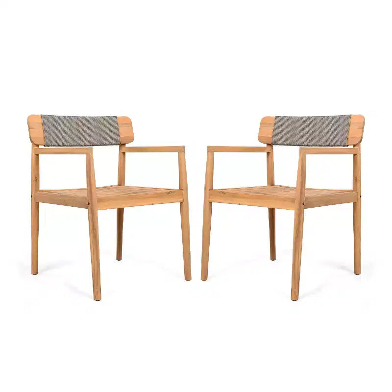 Okak 17.2 Chaises de salle à manger de patio en acacia de qualité supérieure, chaises d'appoint rustiques, lot de 2, fauteuil d'extérieur pour porche, jardin et arrière-cour, mobilier de patio, teck