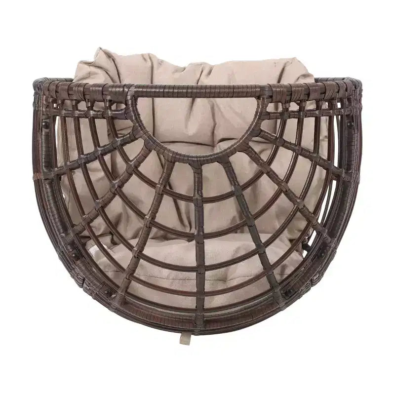 Chaise œuf de patio en osier PE moderne Okak, fauteuils d'appoint en rotin avec rembourrage confortable pour l'extérieur et l'intérieur, chaise d'appoint chic pour porche, arrière-cour et jardin, marron