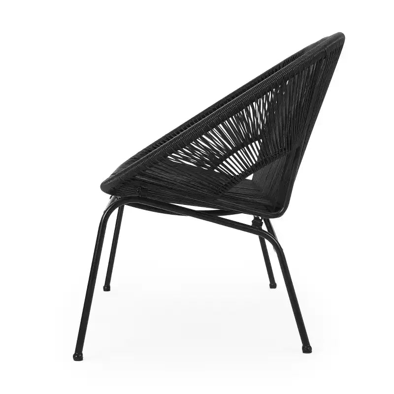 Okak Fauteuil deux places d'extérieur en rotin PP industriel et fer, fauteuil de salon moderne pour véranda, arrière-cour et jardin, siège de mobilier de patio