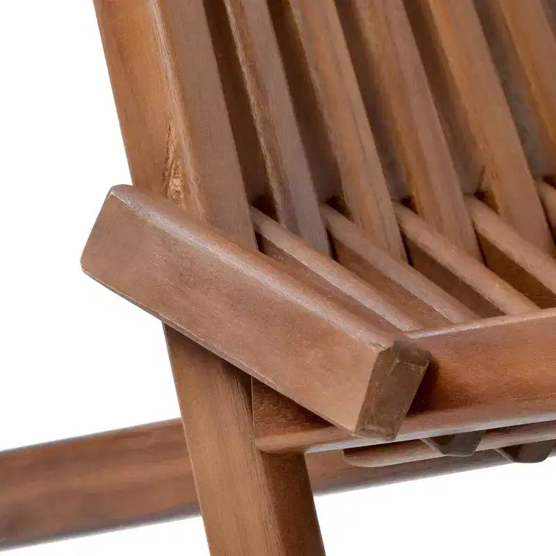 Chaise de loisir bohème pliable en acacia rustique Okak Ardirondack, 1 pièce, dossier haut et lattes pour véranda, jardin et cour arrière, marron