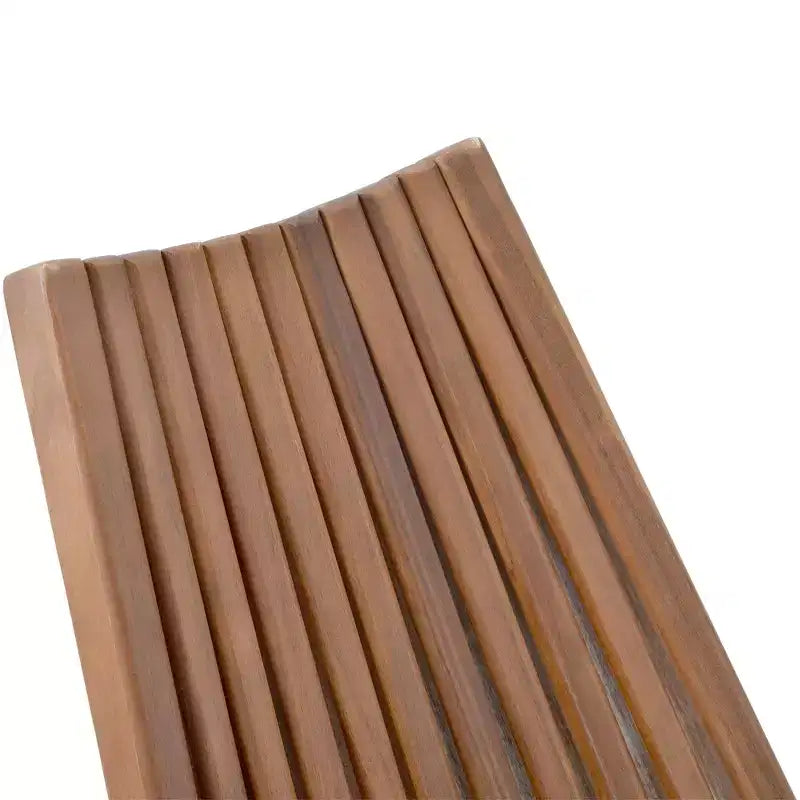 Chaise de loisir bohème pliable en acacia rustique Okak Ardirondack, 1 pièce, dossier haut et lattes pour véranda, jardin et cour arrière, marron