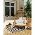 Oversized 360 Swivel Egg Chair for Outdoor, Rattan Egg-Shaped Lounger Chair with 4 Thick Cushions,350LBs Capacity PE Rattan Basket Chairs