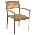 vidaXL Patio Dining Chairs-2 pcs Stackable Outdoor Seating in Solid Acacia Wood and Powder-Coated Steel for Garden, Terrace, and Patio Use