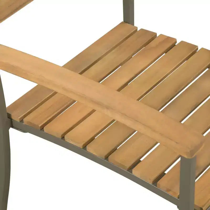 vidaXL Chaises de salle à manger de patio - 2 pièces, sièges extérieurs empilables en bois d'acacia massif et acier thermolaqué pour le jardin, la terrasse et le patio