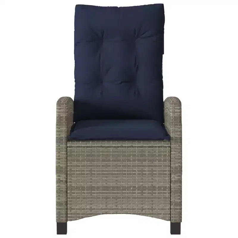 vidaXL Chaises de jardin inclinables avec coussins - Lot de 2, Résine tressée grise, Dossier réglable, Sièges de jardin résistants aux intempéries