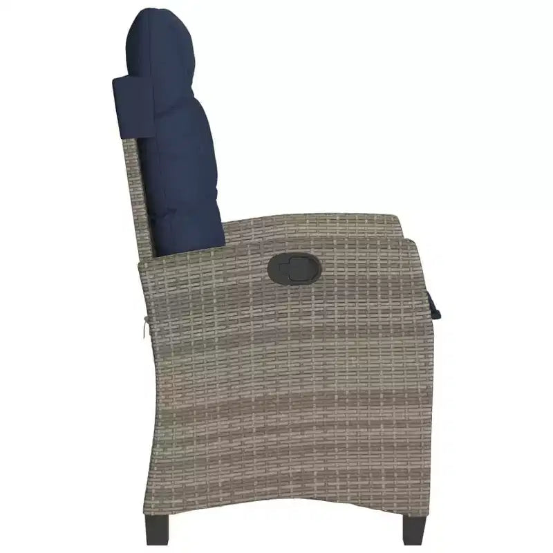 vidaXL Chaises de jardin inclinables avec coussins - Lot de 2, Résine tressée grise, Dossier réglable, Sièges de jardin résistants aux intempéries