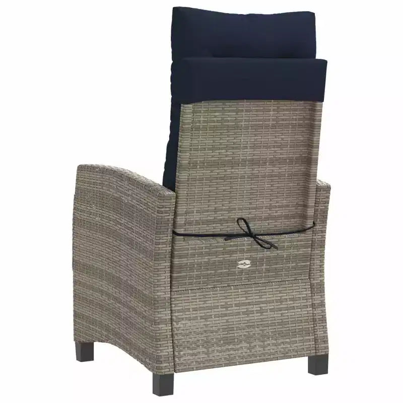 vidaXL Chaises de jardin inclinables avec coussins - Lot de 2, Résine tressée grise, Dossier réglable, Sièges de jardin résistants aux intempéries