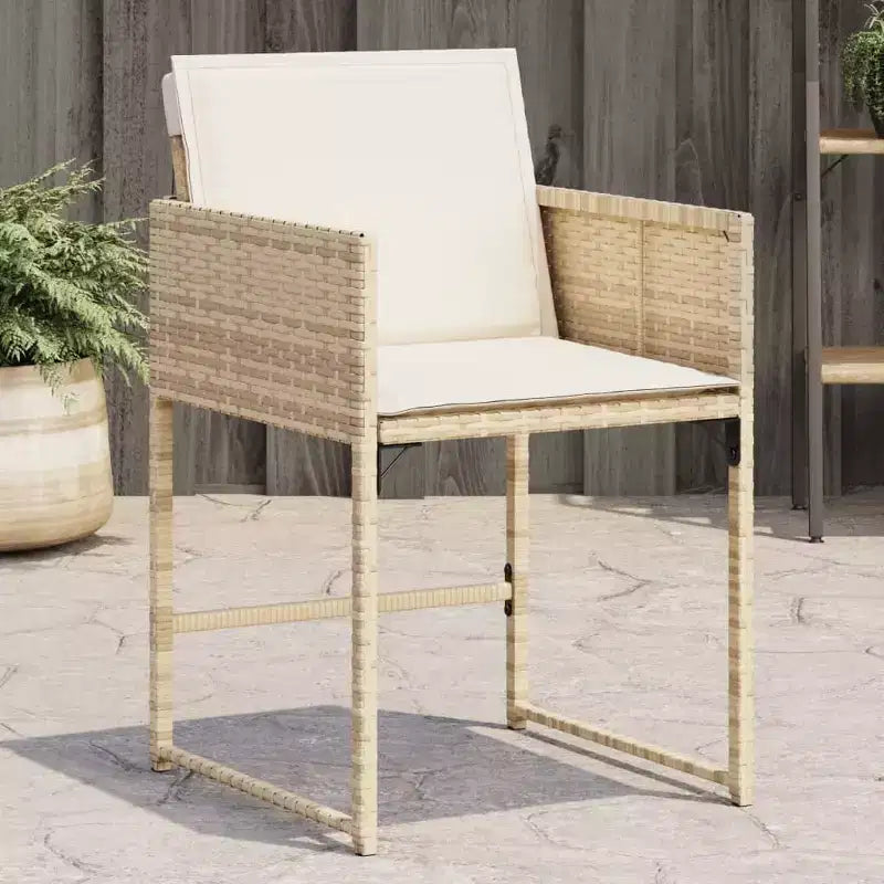 vidaXL Chaises de jardin - Coussins Inclus, Résine tressée Beige, Mobilier d'extérieur, Ensemble 4 pièces - Chaises Pliantes Compactes avec Housses Amovibles