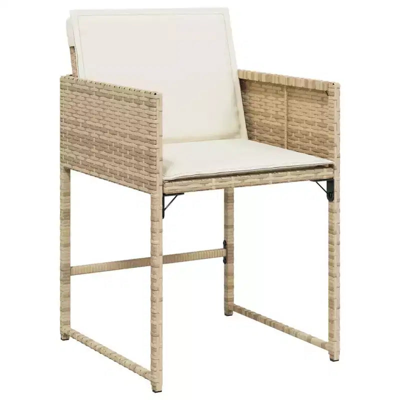 vidaXL Chaises de jardin - Coussins Inclus, Résine tressée Beige, Mobilier d'extérieur, Ensemble 4 pièces - Chaises Pliantes Compactes avec Housses Amovibles