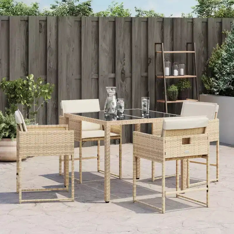 vidaXL Chaises de jardin - Coussins Inclus, Résine tressée Beige, Mobilier d'extérieur, Ensemble 4 pièces - Chaises Pliantes Compactes avec Housses Amovibles