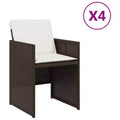 vidaXL Patio Chairs Outdoor Furniture Set 4 Pcs - Brown PE Rattan Chairs with Cushions - Compact Folding Garden Seating