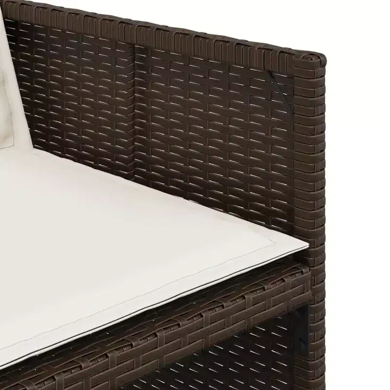 vidaXL Chaises de Jardin, Ensemble de Mobilier d'Extérieur 4 pièces - Chaises en Rotin PE Marron avec Coussins - Salon de Jardin Pliant Compact