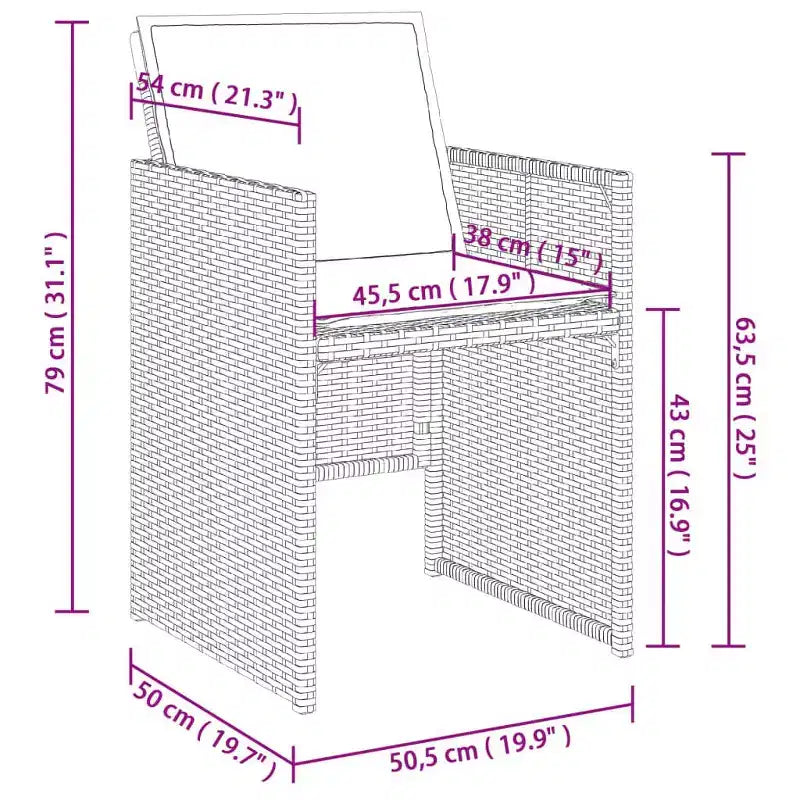 vidaXL Chaises de Jardin, Ensemble de Mobilier d'Extérieur 4 pièces - Chaises en Rotin PE Marron avec Coussins - Salon de Jardin Pliant Compact