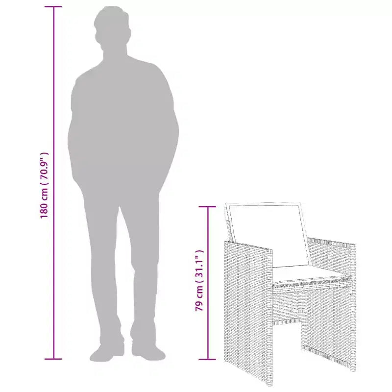 vidaXL Chaises de Jardin, Ensemble de Mobilier d'Extérieur 4 pièces - Chaises en Rotin PE Marron avec Coussins - Salon de Jardin Pliant Compact