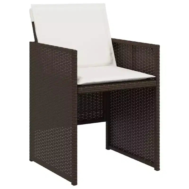 vidaXL Chaises de Jardin, Ensemble de Mobilier d'Extérieur 4 pièces - Chaises en Rotin PE Marron avec Coussins - Salon de Jardin Pliant Compact