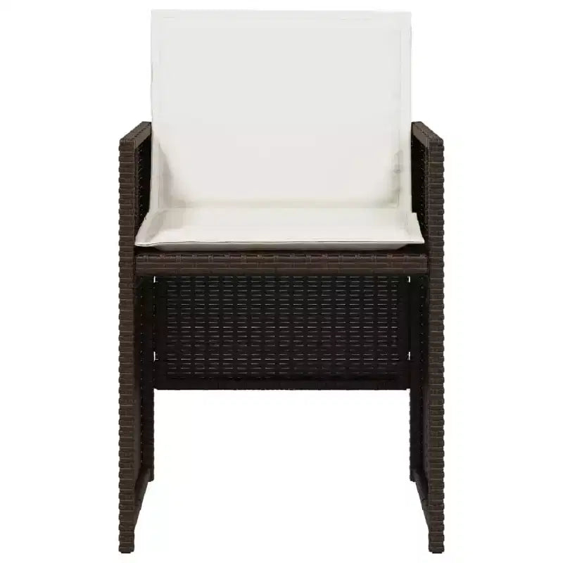 vidaXL Chaises de Jardin, Ensemble de Mobilier d'Extérieur 4 pièces - Chaises en Rotin PE Marron avec Coussins - Salon de Jardin Pliant Compact