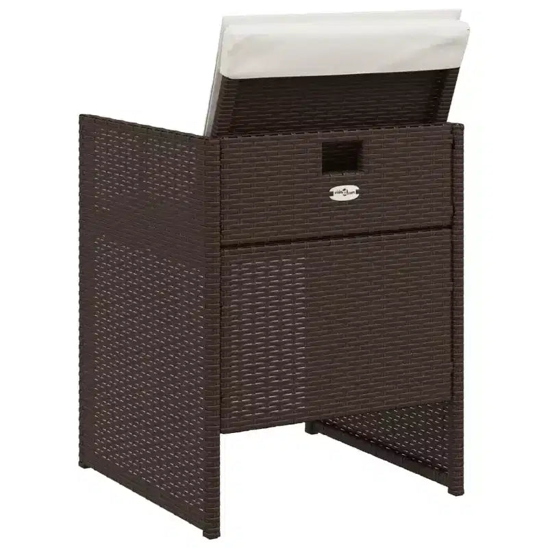 vidaXL Chaises de Jardin, Ensemble de Mobilier d'Extérieur 4 pièces - Chaises en Rotin PE Marron avec Coussins - Salon de Jardin Pliant Compact