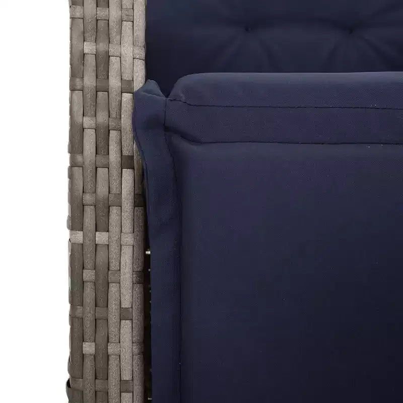 vidaXL Chaises de jardin inclinables avec repose-pieds - Lot de 2, transats réglables en polyrotin, résistants aux intempéries et aux UV, faciles à nettoyer, coussins bleu marine