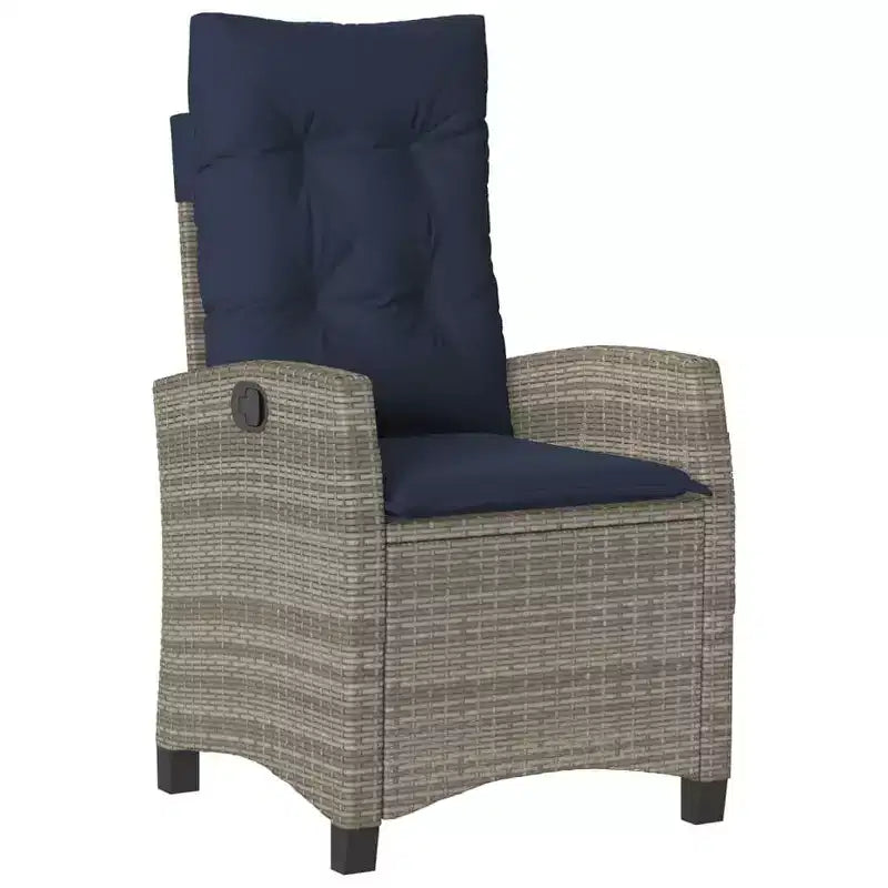 vidaXL Reclining Garden Chair Grey PE Rattan Standard