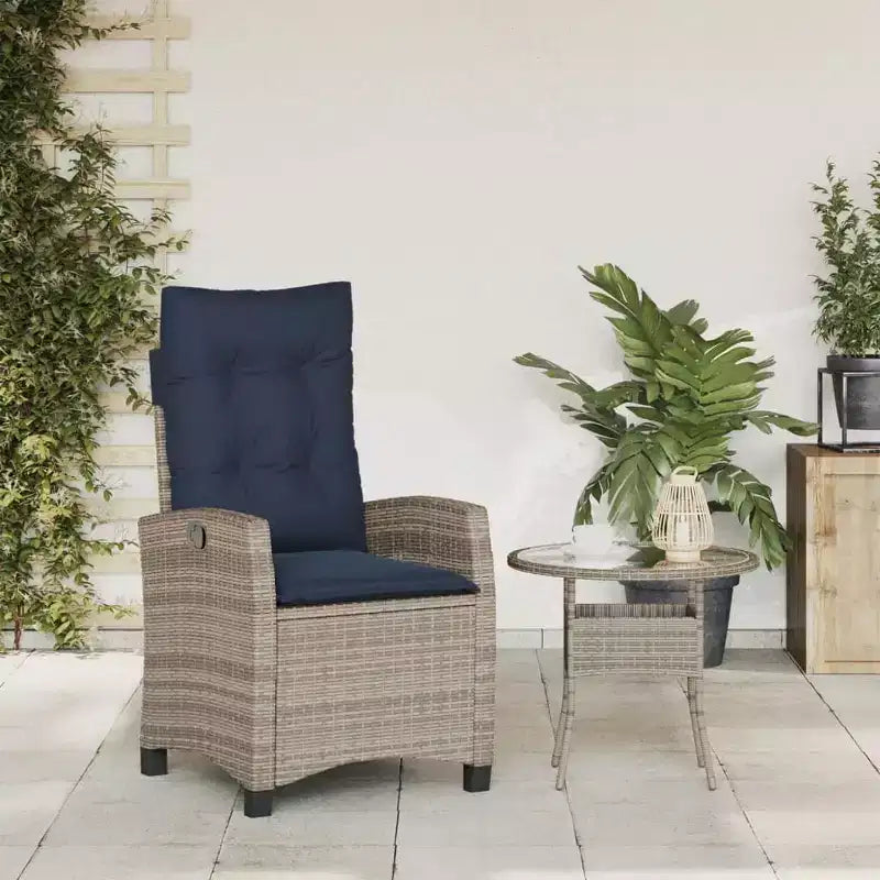 vidaXL Chaise de jardin inclinable gris rotin PE Standard