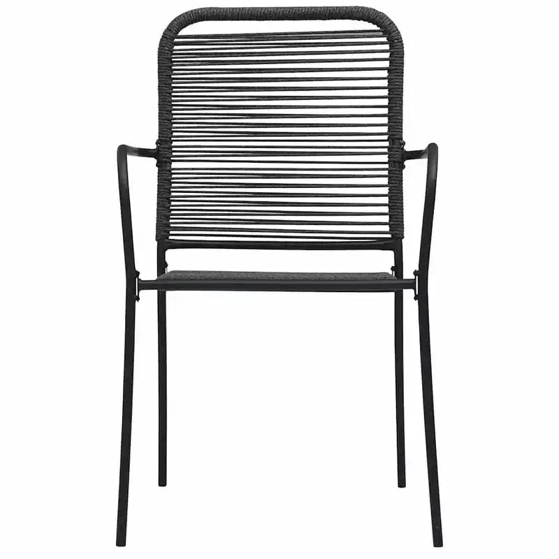 vidaXL Lot de 4 chaises de jardin – Sièges d'extérieur de style rétro moderne, en corde de coton noir durable et acier thermolaqué, convient pour le jardin, la terrasse, le patio