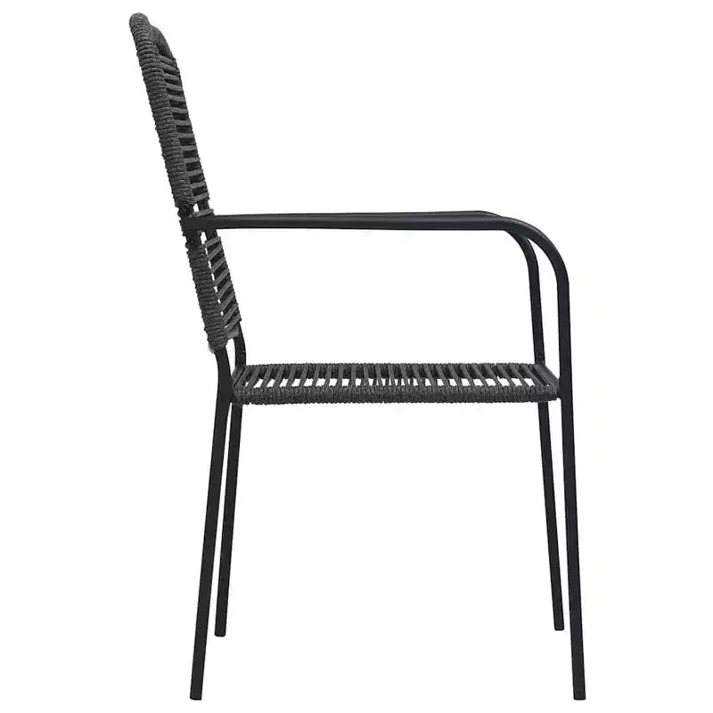 vidaXL Lot de 4 chaises de jardin – Sièges d'extérieur de style rétro moderne, en corde de coton noir durable et acier thermolaqué, convient pour le jardin, la terrasse, le patio
