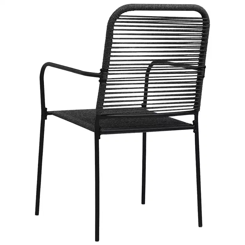 vidaXL Lot de 4 chaises de jardin – Sièges d'extérieur de style rétro moderne, en corde de coton noir durable et acier thermolaqué, convient pour le jardin, la terrasse, le patio