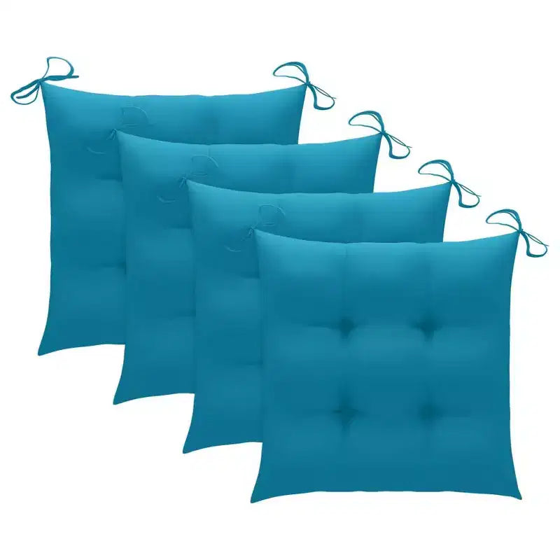 vidaXL Chaises de jardin rembourrées bleu clair, lot de 4, meubles d'extérieur en teck massif, résistantes aux intempéries, durables, polyvalentes, pliables pour la portabilité