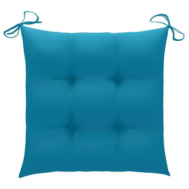 vidaXL Chaises de jardin rembourrées bleu clair, lot de 4, meubles d'extérieur en teck massif, résistantes aux intempéries, durables, polyvalentes, pliables pour la portabilité