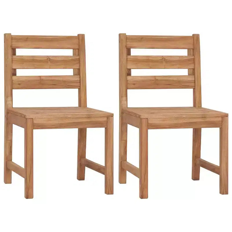 vidaXL Chaises de jardin 2 pcs en teck massif - Mobilier d'extérieur pour jardin, terrasse ou patio avec dossier confortable et look raffiné