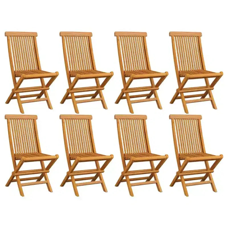 vidaXL Chaises de jardin pliantes - Lot de 8 - Style rétro - Bois de teck massif - Design classique pour l'extérieur, rangement facile - Marron