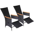 vidaXL 2-Piece Reclining Patio Chairs with Cushions - Weather-Resistant Poly Rattan Outdoor Seating in Black with Cream White Cushions