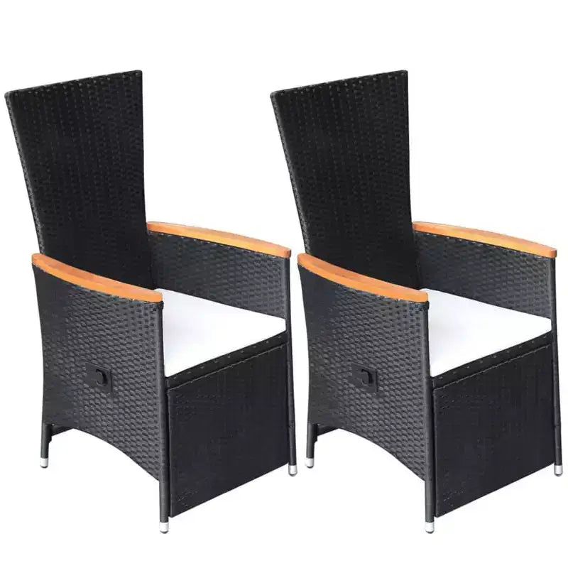 vidaXL Chaises de jardin inclinables 2 pcs avec coussins - Résine tressée noire résistante aux intempéries avec coussins blanc crème