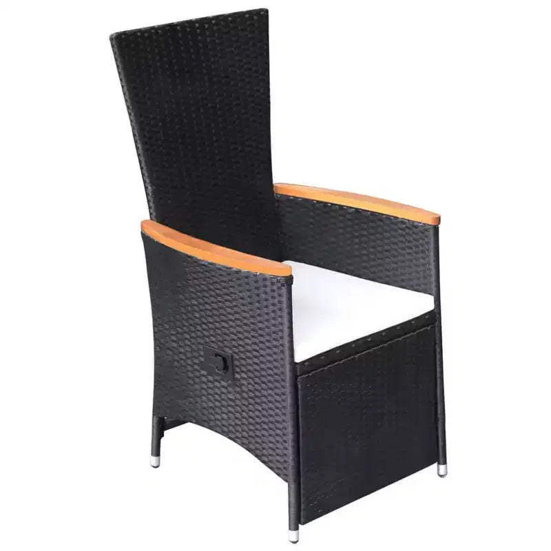 vidaXL Chaises de jardin inclinables 2 pcs avec coussins - Résine tressée noire résistante aux intempéries avec coussins blanc crème