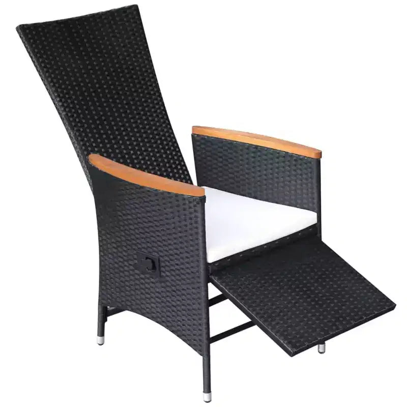 vidaXL Chaises de jardin inclinables 2 pcs avec coussins - Résine tressée noire résistante aux intempéries avec coussins blanc crème