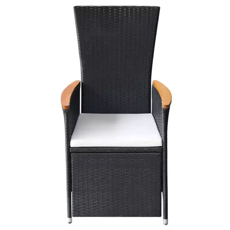vidaXL Chaises de jardin inclinables 2 pcs avec coussins - Résine tressée noire résistante aux intempéries avec coussins blanc crème