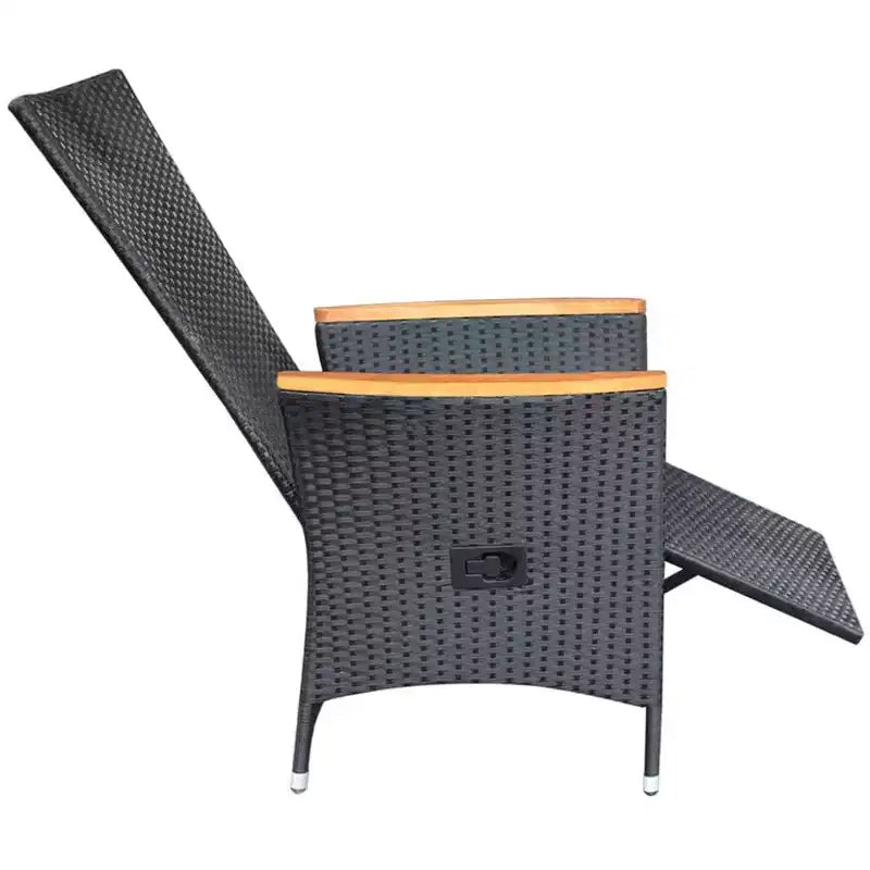vidaXL Chaises de jardin inclinables 2 pcs avec coussins - Résine tressée noire résistante aux intempéries avec coussins blanc crème