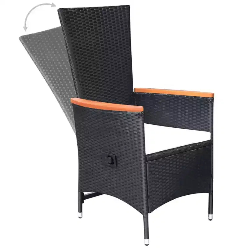 vidaXL Chaises de jardin inclinables 2 pcs avec coussins - Résine tressée noire résistante aux intempéries avec coussins blanc crème