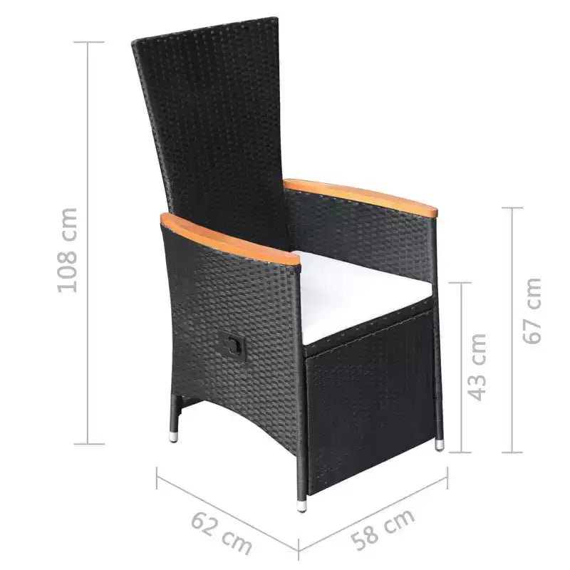 vidaXL Chaises de jardin inclinables 2 pcs avec coussins - Résine tressée noire résistante aux intempéries avec coussins blanc crème