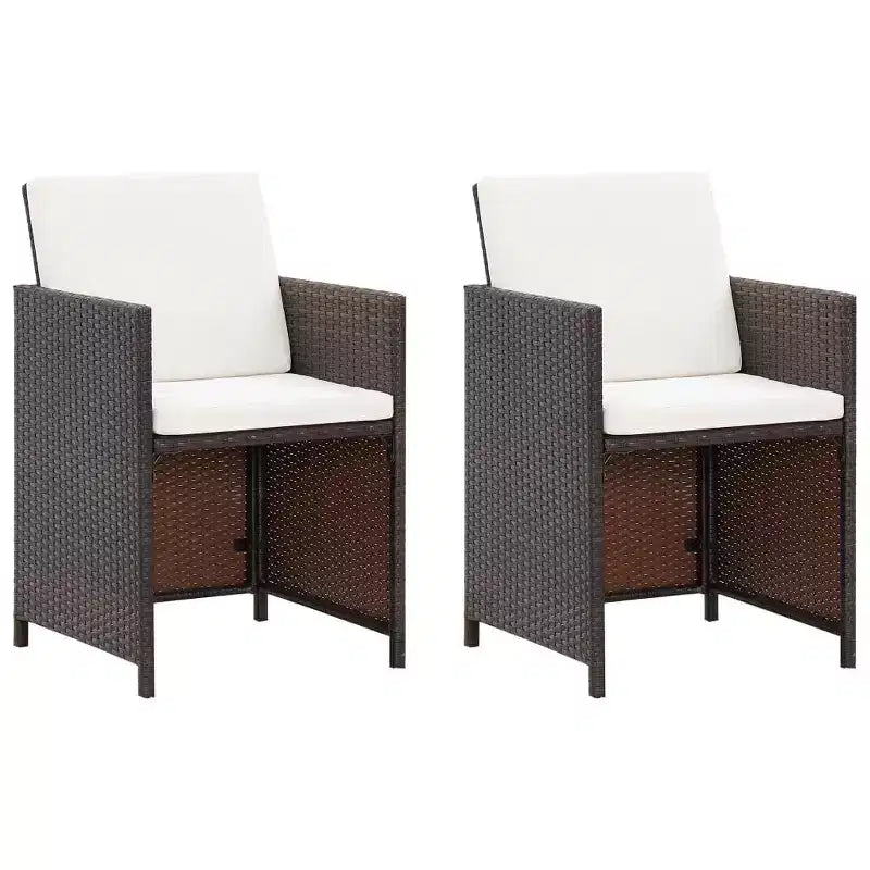 vidaXL Chaises de jardin avec coussins 2 pcs Résine tressée marron