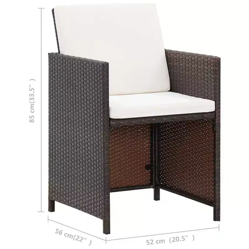 vidaXL Chaises de jardin avec coussins 2 pcs Résine tressée marron