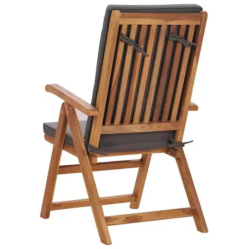 vidaXL Chaises de jardin inclinables en teck massif avec coussins – Luxueuses, dossiers réglables, faciles à plier et à ranger, idéales pour l'extérieur