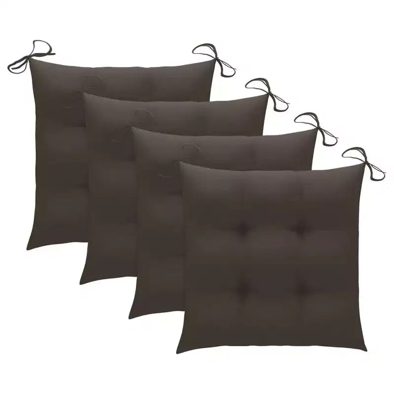 vidaXL Chaises de Patio Pliantes en Bois, Bois de Teck Massif, Ensemble Complet de 4, avec Coussins d'Assise Taupe, Légères, Portables, Faciles à Nettoyer, Confortables