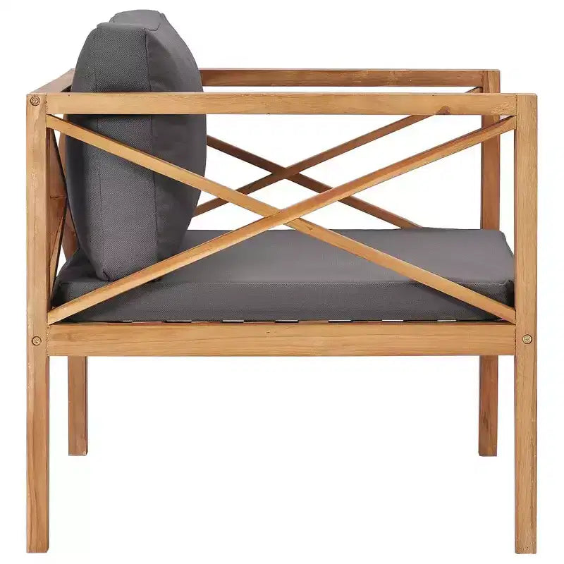 vidaXL Chaise de jardin d'extérieur avec coussins gris confortables, bois de teck massif, entretien facile, design polyvalent, idéale pour le jardin, la terrasse ou le patio