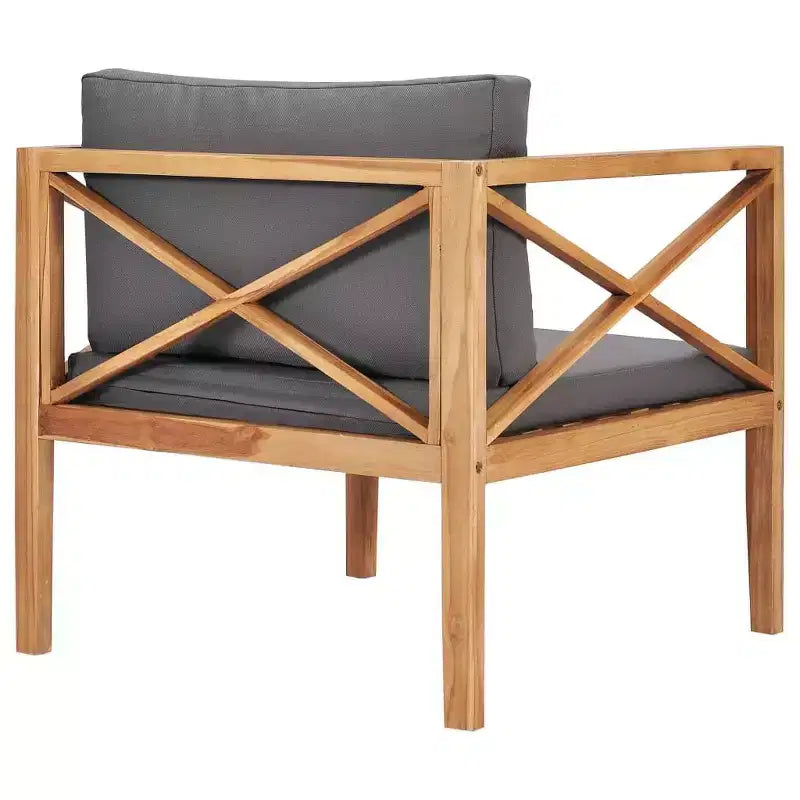 vidaXL Chaise de jardin d'extérieur avec coussins gris confortables, bois de teck massif, entretien facile, design polyvalent, idéale pour le jardin, la terrasse ou le patio