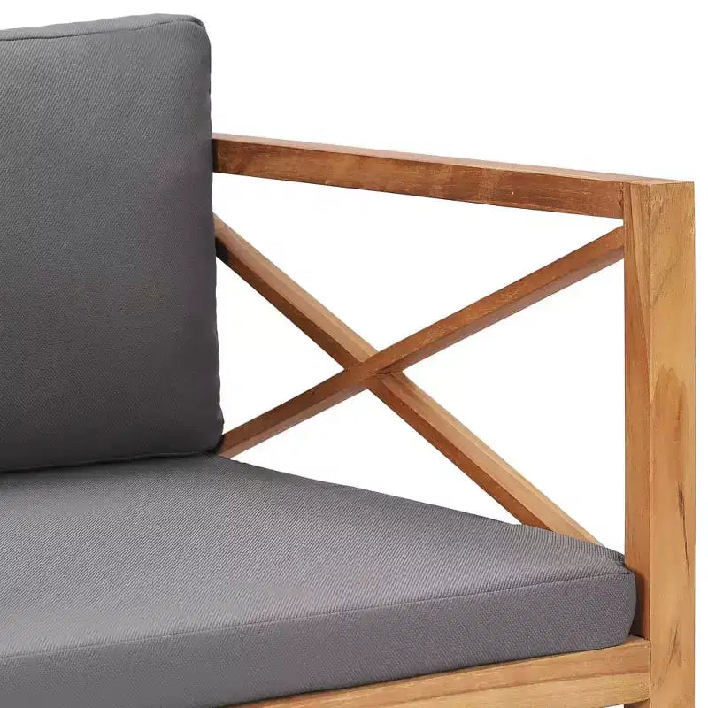 vidaXL Chaise de jardin d'extérieur avec coussins gris confortables, bois de teck massif, entretien facile, design polyvalent, idéale pour le jardin, la terrasse ou le patio