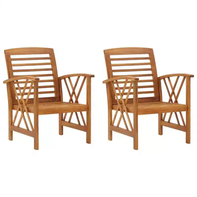 vidaXL Ensemble de 2 chaises de jardin Bois naturel Bois d'acacia massif - Marron