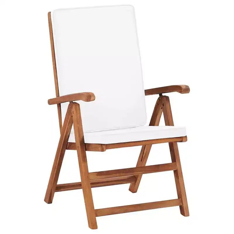 vidaXL Reclining Chair Set, Teak, Cream Cushioned, 5-Position Adjustable Backrest, Foldable for Space Saving, Weatherproof, Balcony, Poolside