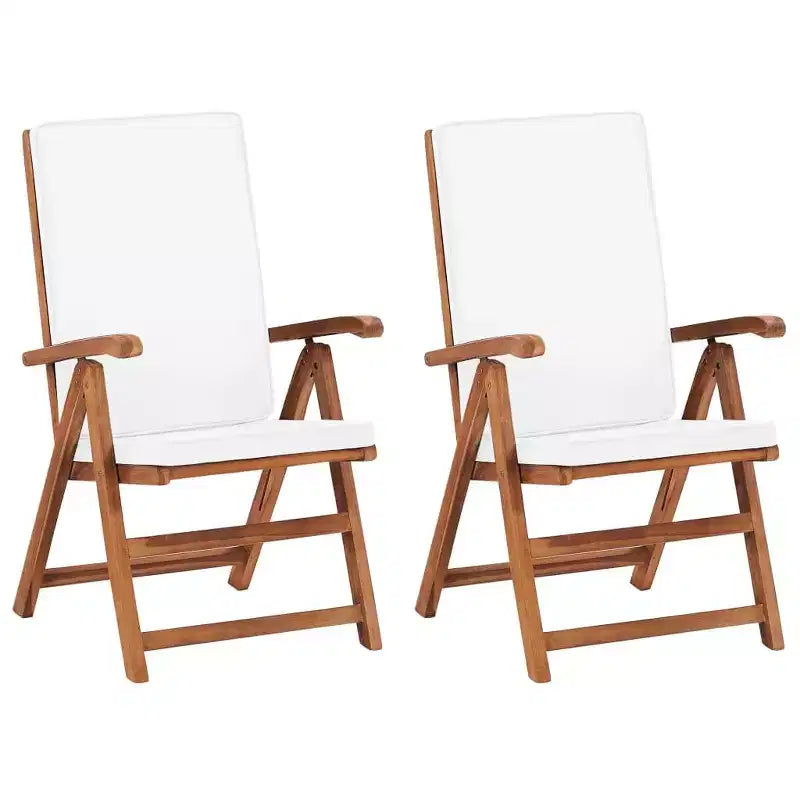 vidaXL Ensemble de chaises de jardin inclinables, Bois de teck, Coussins crème, Dossier réglable sur 5 positions, Pliables pour un gain de place, Résistantes aux intempéries, Balcon, Bord de piscine