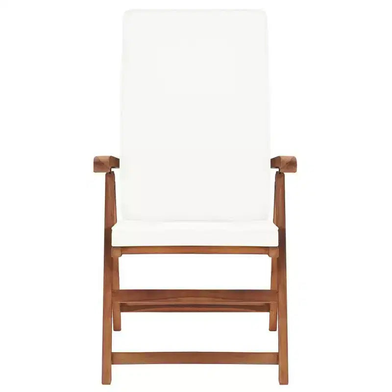 vidaXL Ensemble de chaises de jardin inclinables, Bois de teck, Coussins crème, Dossier réglable sur 5 positions, Pliables pour un gain de place, Résistantes aux intempéries, Balcon, Bord de piscine